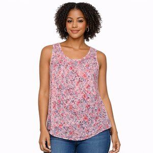 Daisy Fuentes Pink Floral High-Low Tank Blouse | Sleeveless | Size S